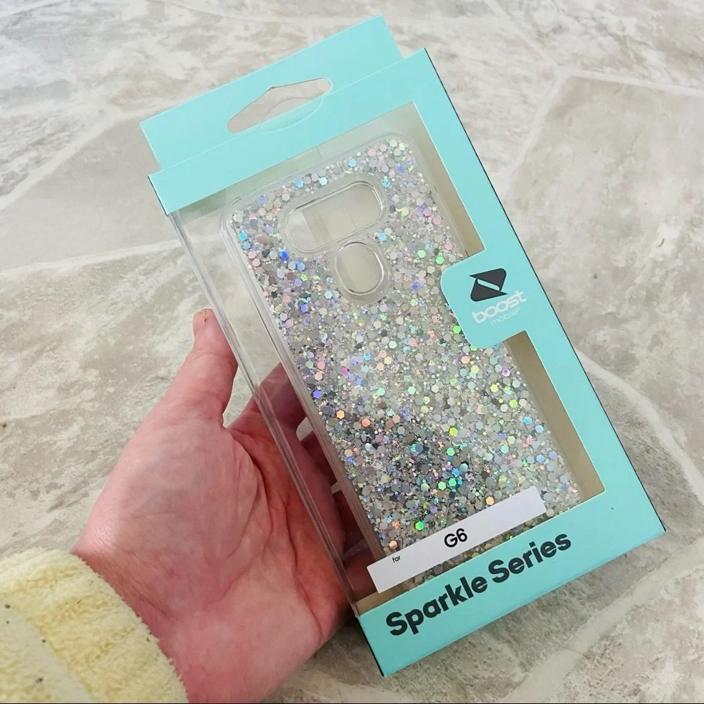 NWT G6 silver sparkly sparkle series protective phone case